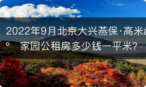 2022年9月北京大兴燕保·高米店家园公租房多少钱一平米？