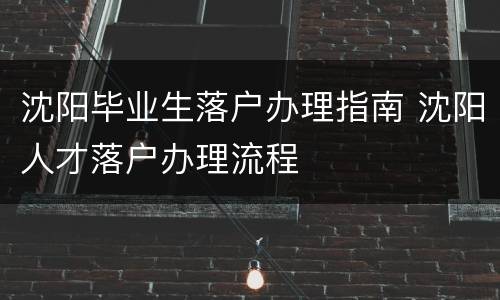 沈阳毕业生落户办理指南 沈阳人才落户办理流程
