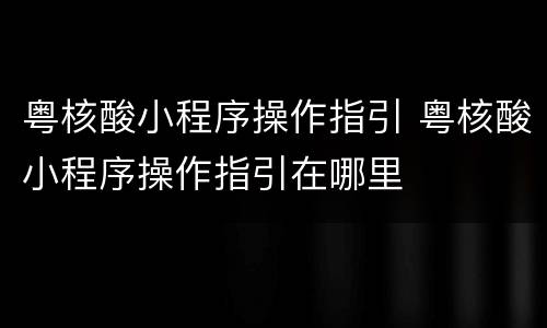 粤核酸小程序操作指引 粤核酸小程序操作指引在哪里