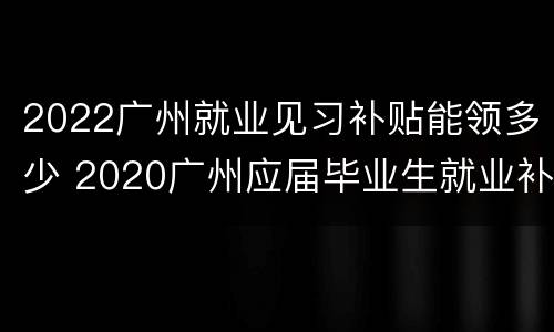 2022广州就业见习补贴能领多少 2020广州应届毕业生就业补贴