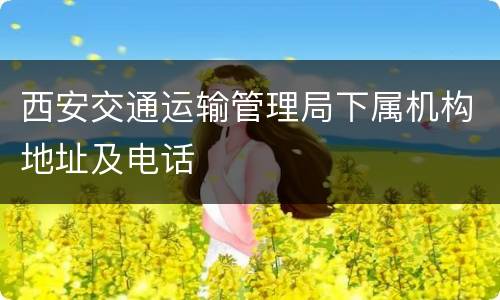 西安交通运输管理局下属机构地址及电话