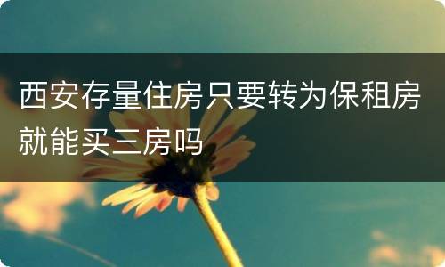 西安存量住房只要转为保租房就能买三房吗