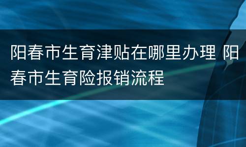 阳春市生育津贴在哪里办理 阳春市生育险报销流程