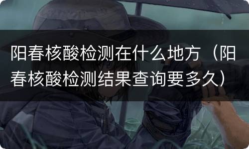 阳春核酸检测在什么地方（阳春核酸检测结果查询要多久）