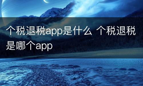 个税退税app是什么 个税退税是哪个app