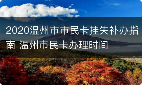 2020温州市市民卡挂失补办指南 温州市民卡办理时间