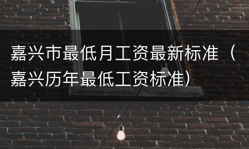 嘉兴市最低月工资最新标准（嘉兴历年最低工资标准）