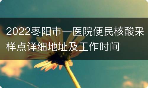 2022枣阳市一医院便民核酸采样点详细地址及工作时间