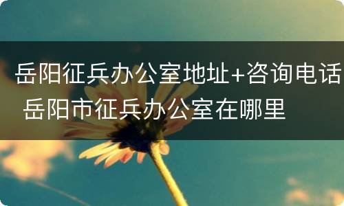 岳阳征兵办公室地址+咨询电话 岳阳市征兵办公室在哪里