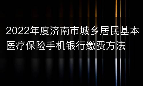 2022年度济南市城乡居民基本医疗保险手机银行缴费方法