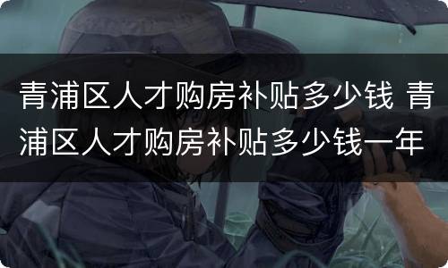 青浦区人才购房补贴多少钱 青浦区人才购房补贴多少钱一年