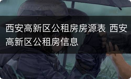 西安高新区公租房房源表 西安高新区公租房信息