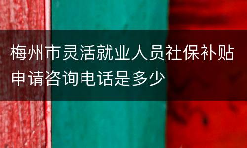 梅州市灵活就业人员社保补贴申请咨询电话是多少