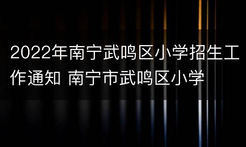 2022年南宁武鸣区小学招生工作通知 南宁市武鸣区小学