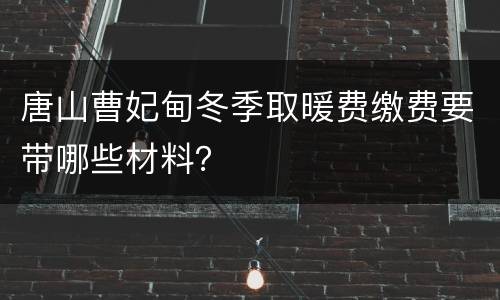 唐山曹妃甸冬季取暖费缴费要带哪些材料？