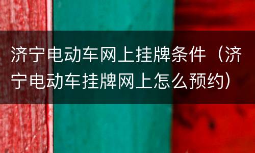 济宁电动车网上挂牌条件（济宁电动车挂牌网上怎么预约）