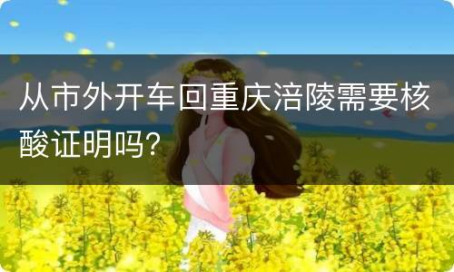 从市外开车回重庆涪陵需要核酸证明吗？