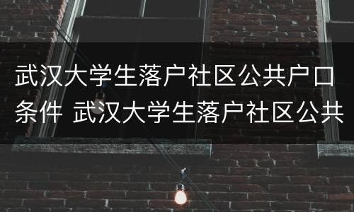 武汉大学生落户社区公共户口条件 武汉大学生落户社区公共户口条件是什么