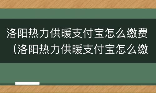 洛阳热力供暖支付宝怎么缴费（洛阳热力供暖支付宝怎么缴费的）