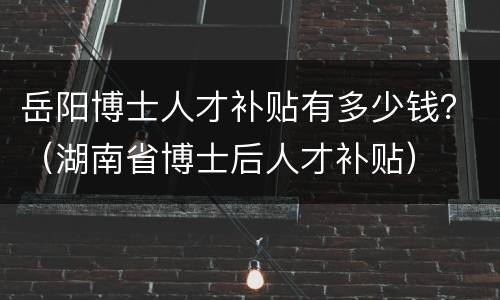 岳阳博士人才补贴有多少钱？（湖南省博士后人才补贴）