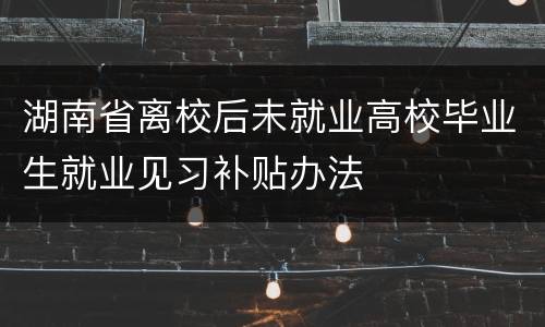 湖南省离校后未就业高校毕业生就业见习补贴办法