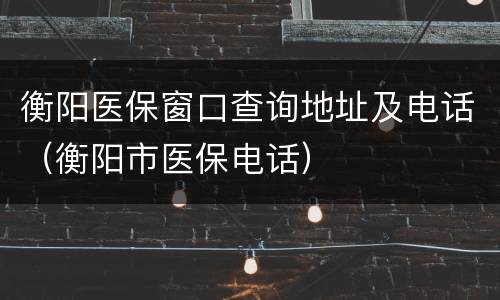 衡阳医保窗口查询地址及电话（衡阳市医保电话）