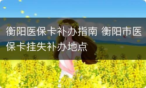 衡阳医保卡补办指南 衡阳市医保卡挂失补办地点