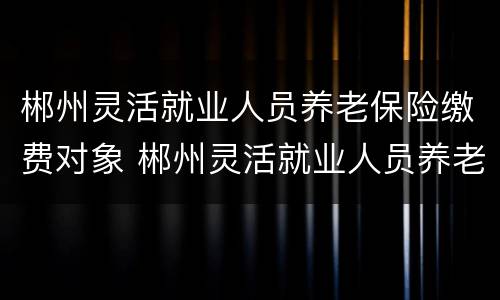 郴州灵活就业人员养老保险缴费对象 郴州灵活就业人员养老保险缴费对象是什么