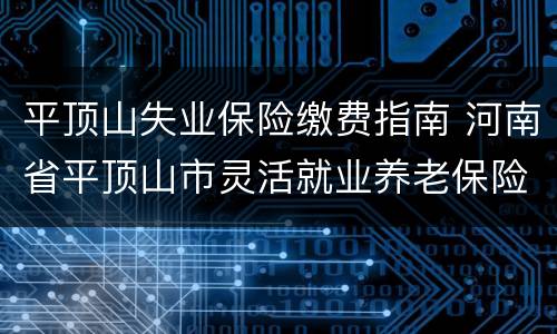平顶山失业保险缴费指南 河南省平顶山市灵活就业养老保险缴费标准