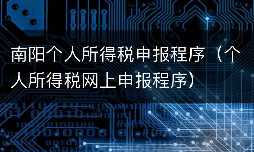 南阳个人所得税申报程序（个人所得税网上申报程序）