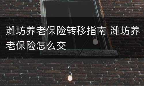 潍坊养老保险转移指南 潍坊养老保险怎么交