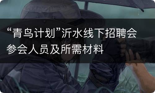 “青鸟计划”沂水线下招聘会参会人员及所需材料