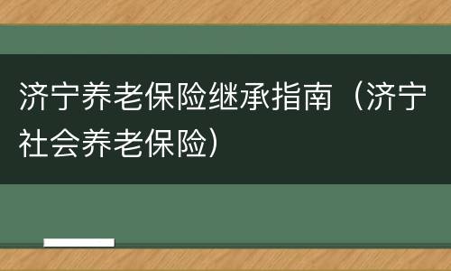 济宁养老保险继承指南（济宁社会养老保险）