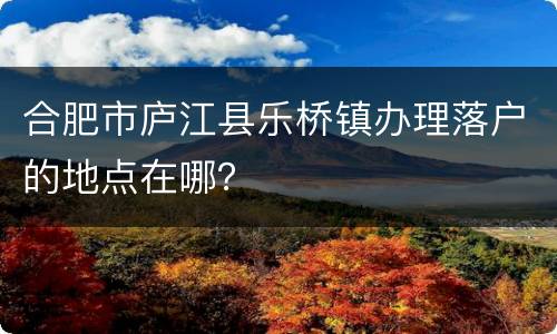 合肥市庐江县乐桥镇办理落户的地点在哪？
