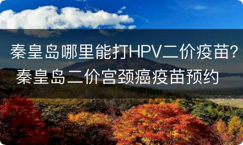 秦皇岛哪里能打HPV二价疫苗？ 秦皇岛二价宫颈癌疫苗预约