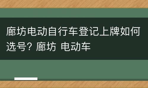 廊坊电动自行车登记上牌如何选号? 廊坊 电动车