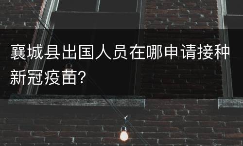 襄城县出国人员在哪申请接种新冠疫苗？