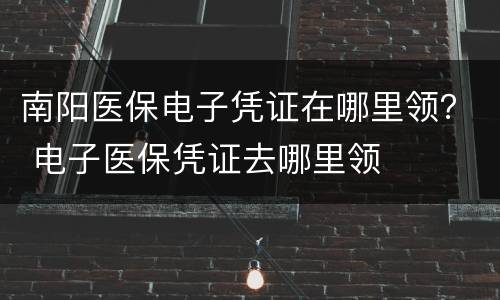 南阳医保电子凭证在哪里领？ 电子医保凭证去哪里领