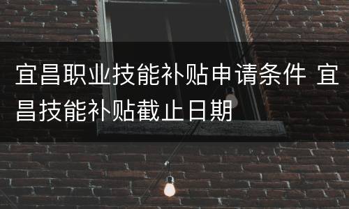 宜昌职业技能补贴申请条件 宜昌技能补贴截止日期