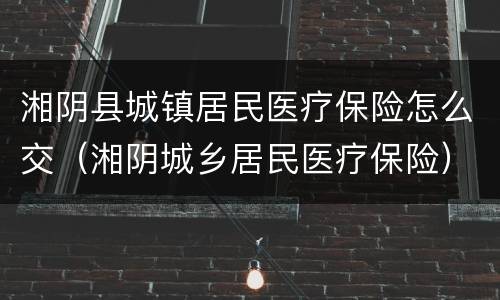 湘阴县城镇居民医疗保险怎么交（湘阴城乡居民医疗保险）