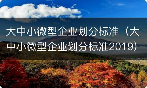 大中小微型企业划分标准（大中小微型企业划分标准2019）