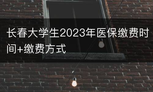 长春大学生2023年医保缴费时间+缴费方式