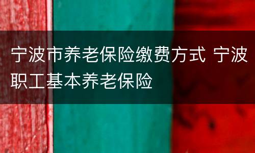 宁波市养老保险缴费方式 宁波职工基本养老保险