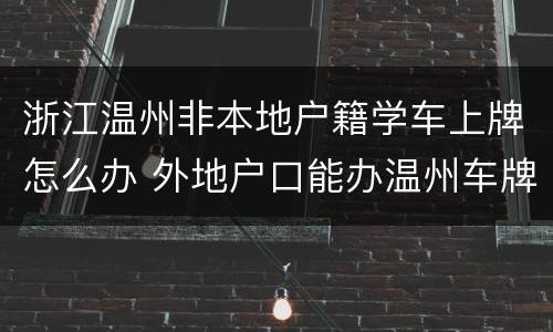 浙江温州非本地户籍学车上牌怎么办 外地户口能办温州车牌吗