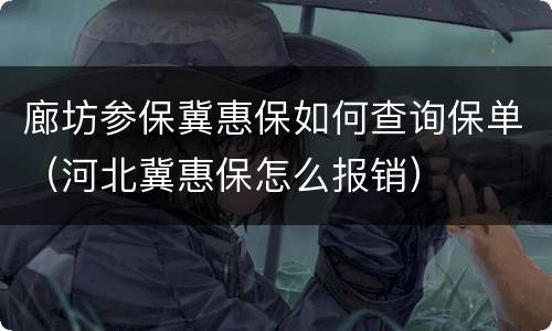 廊坊参保冀惠保如何查询保单（河北冀惠保怎么报销）