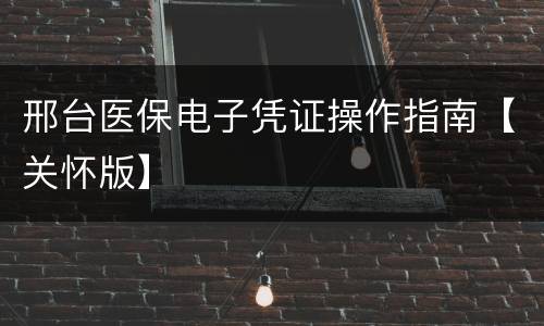邢台医保电子凭证操作指南【关怀版】