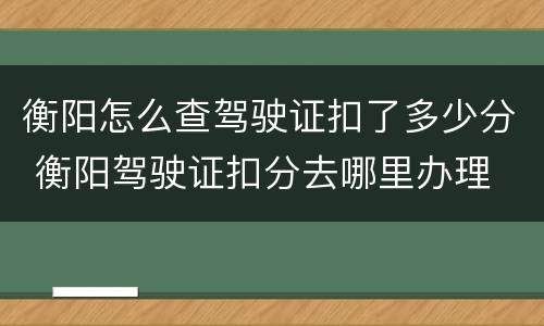 衡阳怎么查驾驶证扣了多少分 衡阳驾驶证扣分去哪里办理