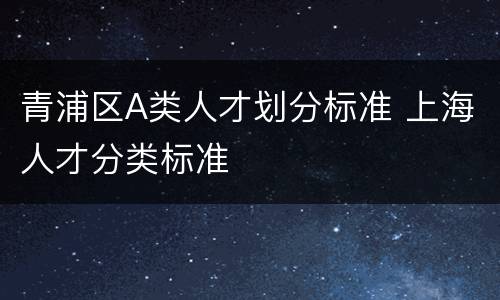 青浦区A类人才划分标准 上海人才分类标准