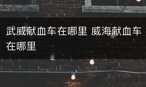 武威献血车在哪里 威海献血车在哪里