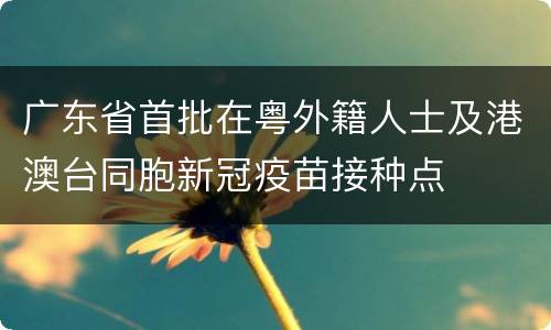 广东省首批在粤外籍人士及港澳台同胞新冠疫苗接种点
